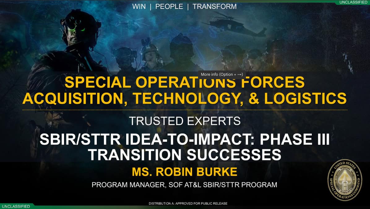 COVER PHOTO Wed_TCC_SBIR_STTR_Idea_To_Impact_Phase_III_Transition_Successes_Burke